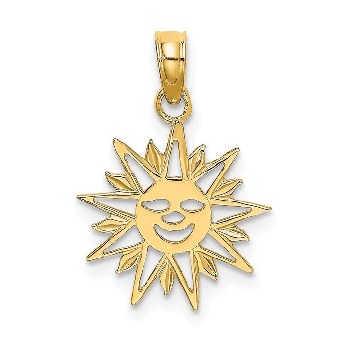 Million Charms 14K Yellow Gold Themed Smiling Sun Charm