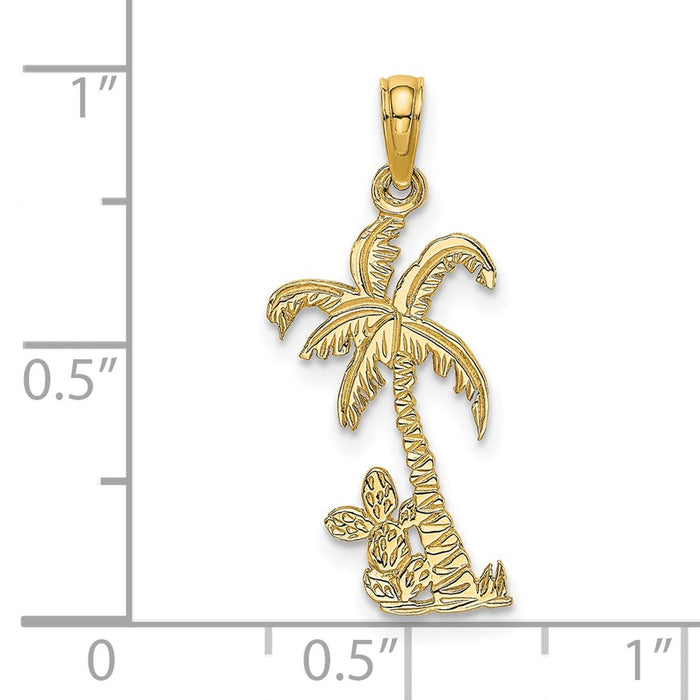 Million Charms 14K Yellow Gold Themed Palm Tree With Cactus Charm