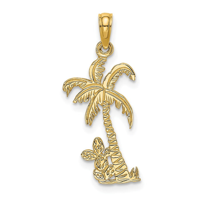 Million Charms 14K Yellow Gold Themed Palm Tree With Cactus Charm