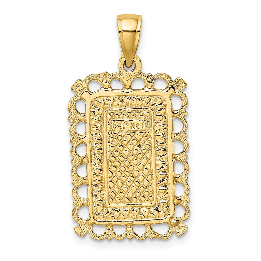 Million Charms 14K Yellow Gold Themed 2-D Queen Playing Card Charm