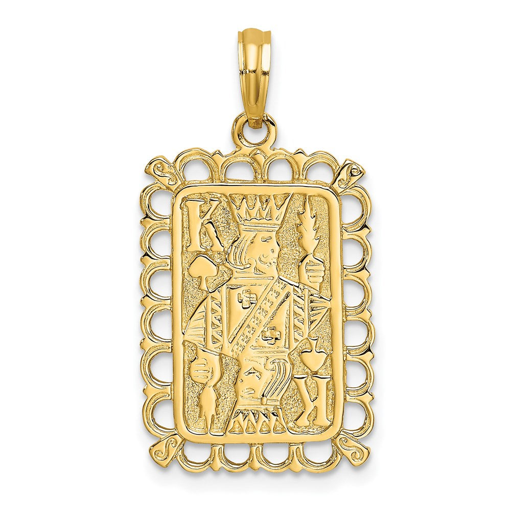 Million Charms 14K Yellow Gold Themed 2-D King Playing Card Charm