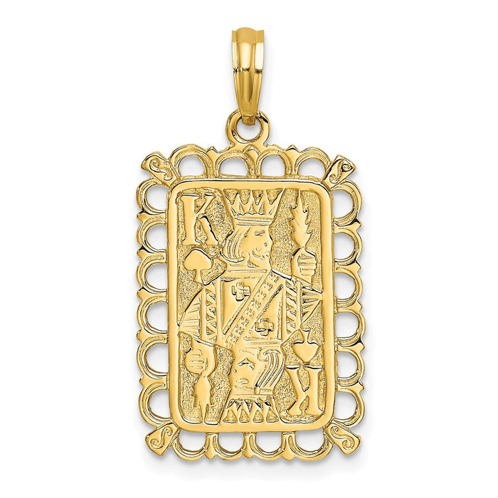 Million Charms 14K Yellow Gold Themed 2-D King Playing Card Charm