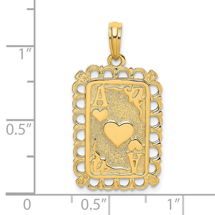 Million Charms 14K Yellow Gold Themed Hearts With Ace Playing Cards Charm