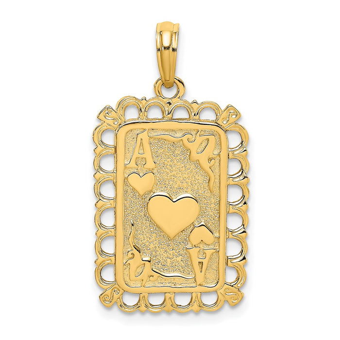 Million Charms 14K Yellow Gold Themed Hearts With Ace Playing Cards Charm