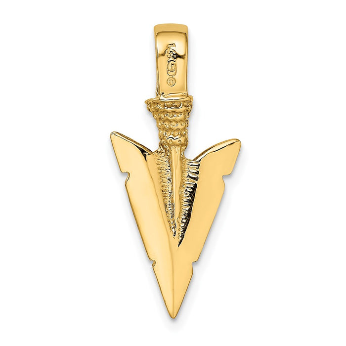 Million Charms 14K Yellow Gold Themed 3-D Arrowhead Charm