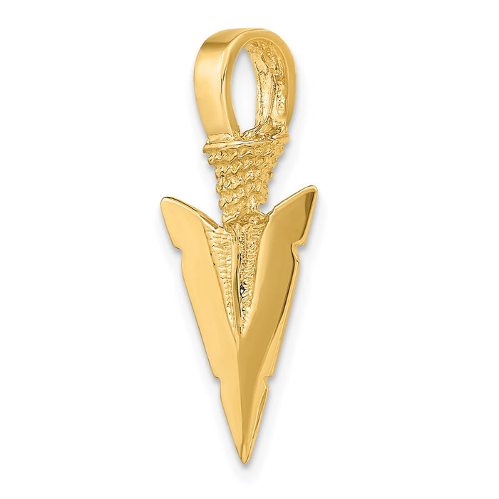 Million Charms 14K Yellow Gold Themed 3-D Arrowhead Charm