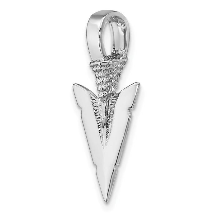 Million Charms 14K White Gold Themed 3-D Arrowhead Charm