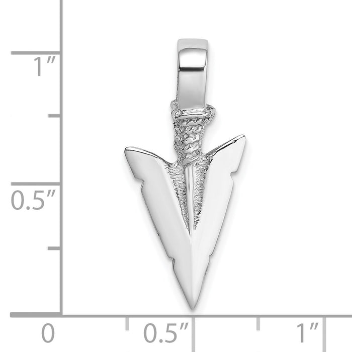 Million Charms 14K White Gold Themed 3-D Arrowhead Charm