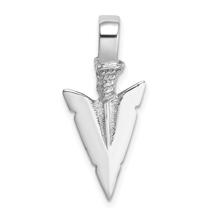 Million Charms 14K White Gold Themed 3-D Arrowhead Charm