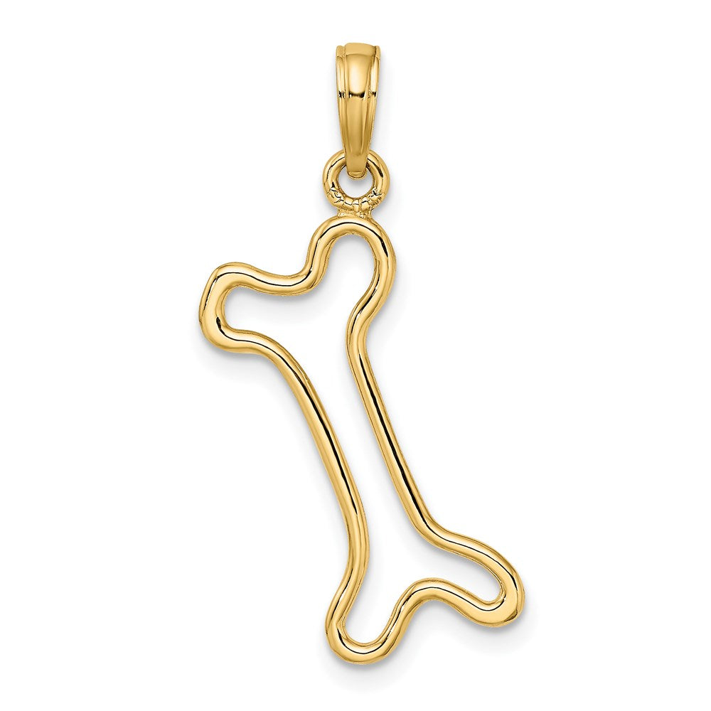 Million Charms 14K Yellow Gold Themed Cut-Out & Polished Dog Bone Charm