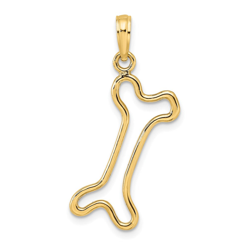 Million Charms 14K Yellow Gold Themed Cut-Out & Polished Dog Bone Charm