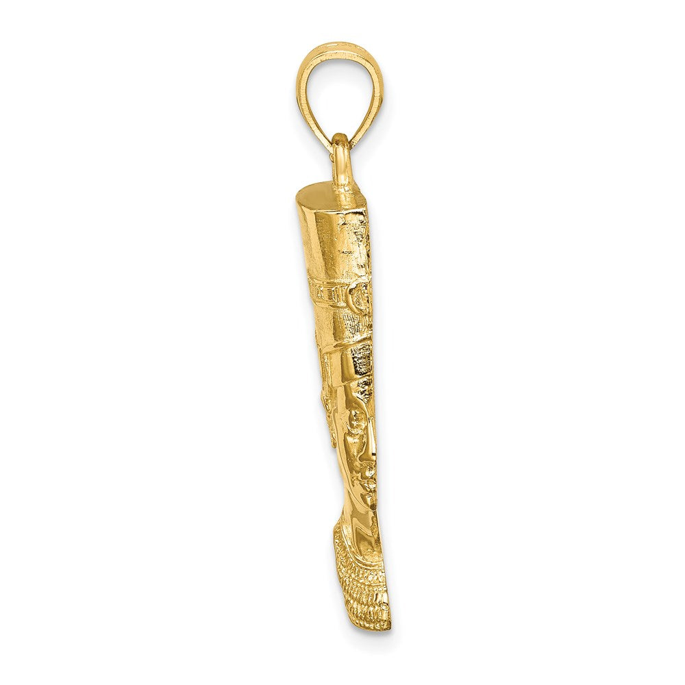Million Charms 14K Yellow Gold Themed 2-D & Polished & Textured Nefertiti Profile Charm