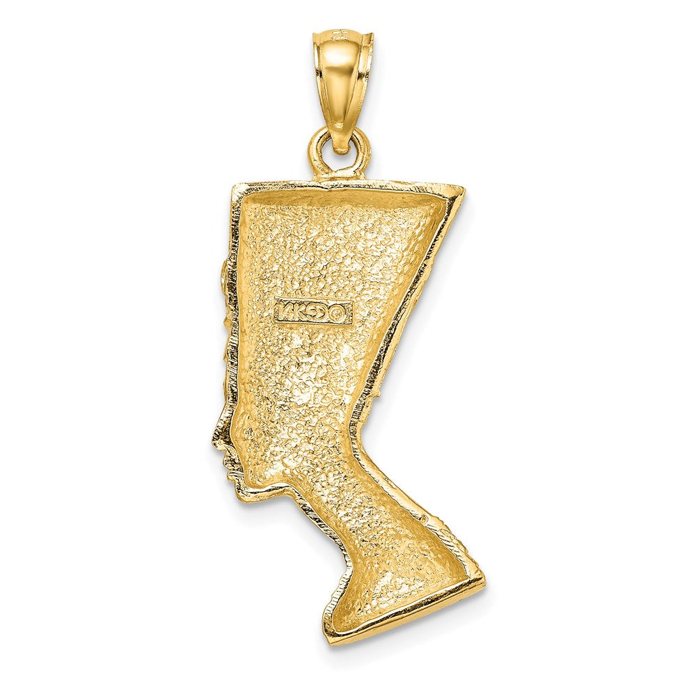Million Charms 14K Yellow Gold Themed 2-D & Polished & Textured Nefertiti Profile Charm