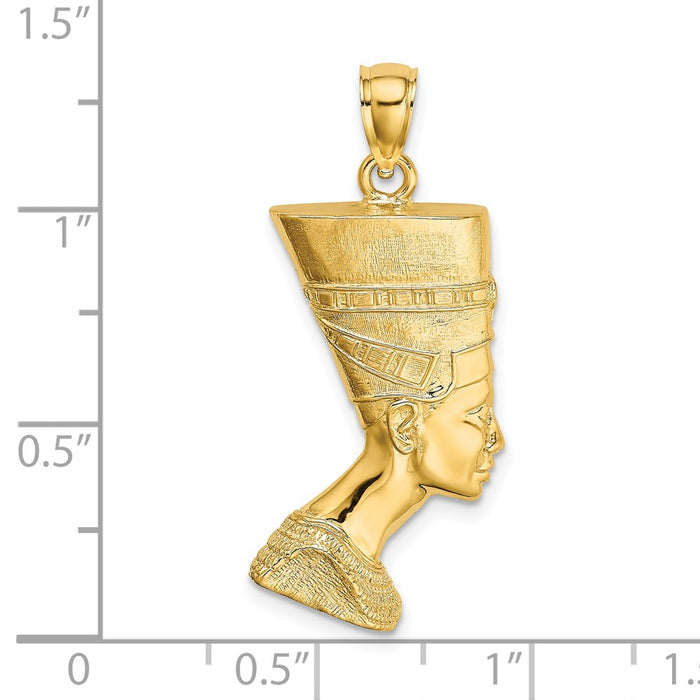 Million Charms 14K Yellow Gold Themed 2-D & Polished & Textured Nefertiti Profile Charm