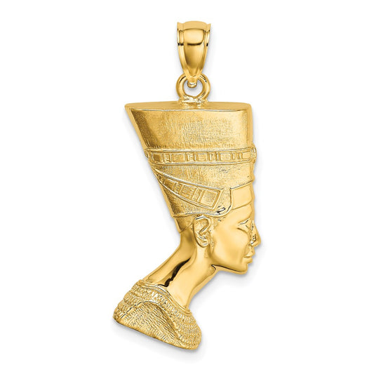 Million Charms 14K Yellow Gold Themed 2-D & Polished & Textured Nefertiti Profile Charm