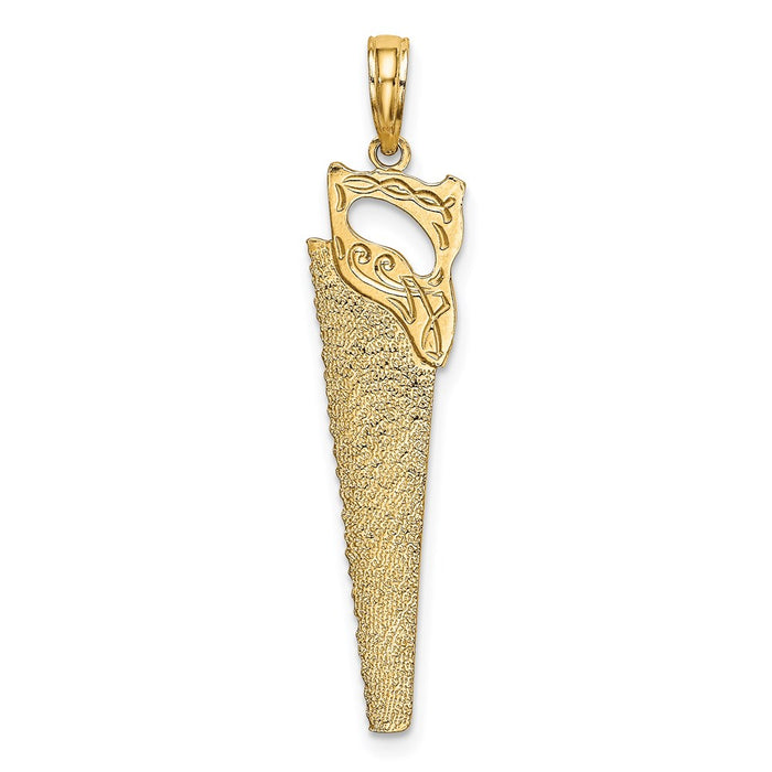 Million Charms 14K Yellow Gold Themed 3-D Flat Hand Saw Charm
