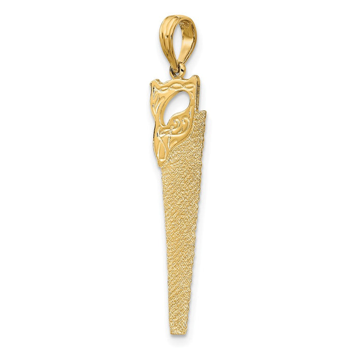 Million Charms 14K Yellow Gold Themed 3-D Flat Hand Saw Charm