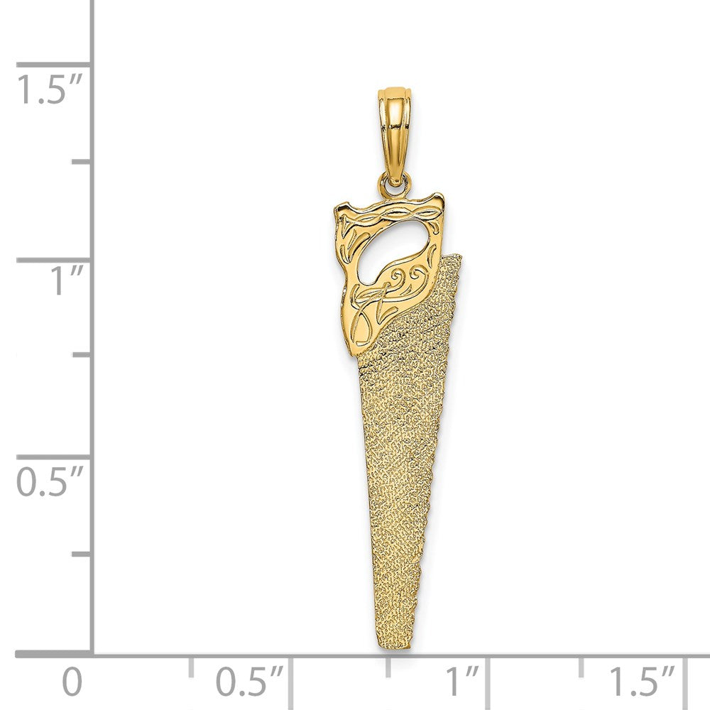 Million Charms 14K Yellow Gold Themed 3-D Flat Hand Saw Charm