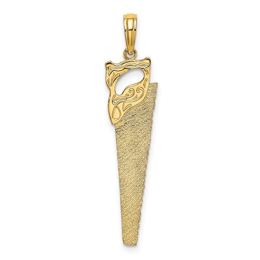 Million Charms 14K Yellow Gold Themed 3-D Flat Hand Saw Charm