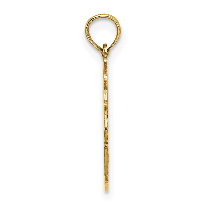 Million Charms 14K Yellow Gold Themed Engraved & Flat Noah'S Ark Charm