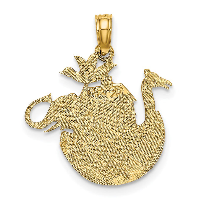 Million Charms 14K Yellow Gold Themed Engraved & Flat Noah'S Ark Charm