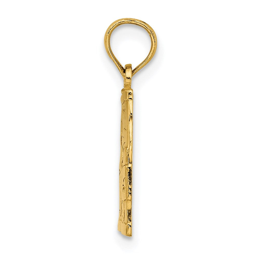 Million Charms 14K Yellow Gold Themed Engraved Board Shorts With Palm Trees Charm