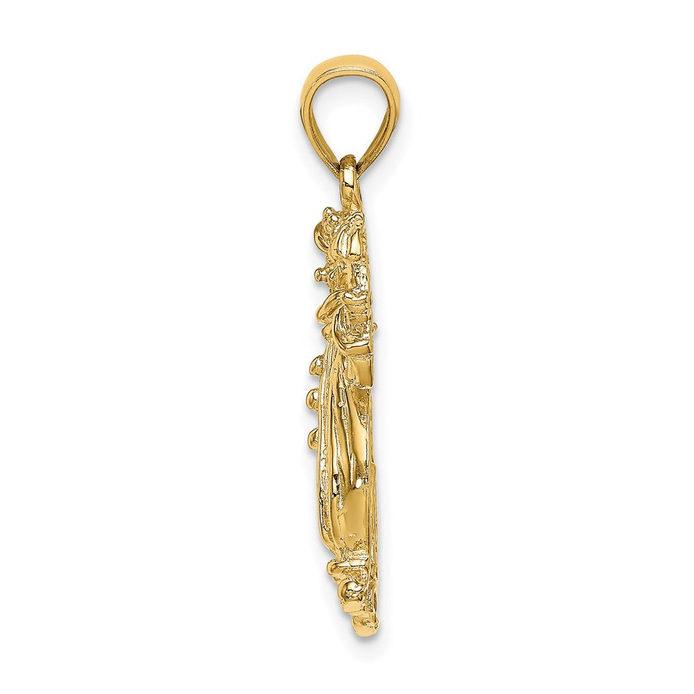Million Charms 14K Yellow Gold Themed 2-D & Textured Clown Holding Umbrella Charm