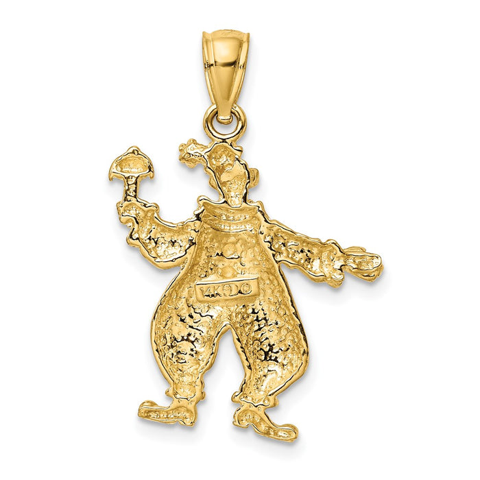 Million Charms 14K Yellow Gold Themed 2-D & Textured Clown Holding Umbrella Charm