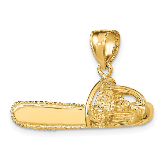 Million Charms 14K Yellow Gold Themed 3-D Large Chain Saw Charm
