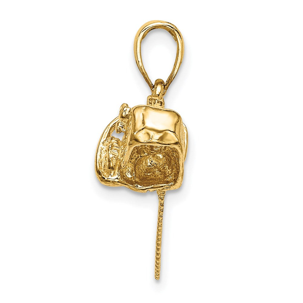 Million Charms 14K Yellow Gold Themed 3-D Small Chain Saw Charm