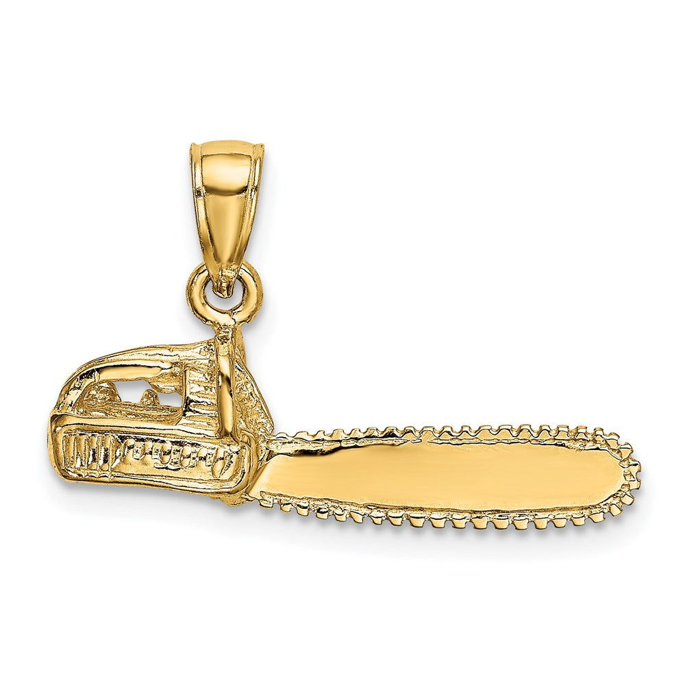 Million Charms 14K Yellow Gold Themed 3-D Small Chain Saw Charm