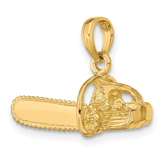 Million Charms 14K Yellow Gold Themed 3-D Small Chain Saw Charm