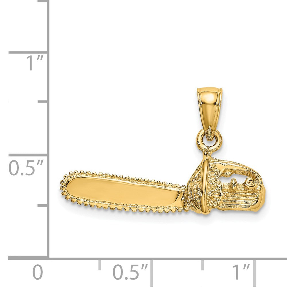 Million Charms 14K Yellow Gold Themed 3-D Small Chain Saw Charm