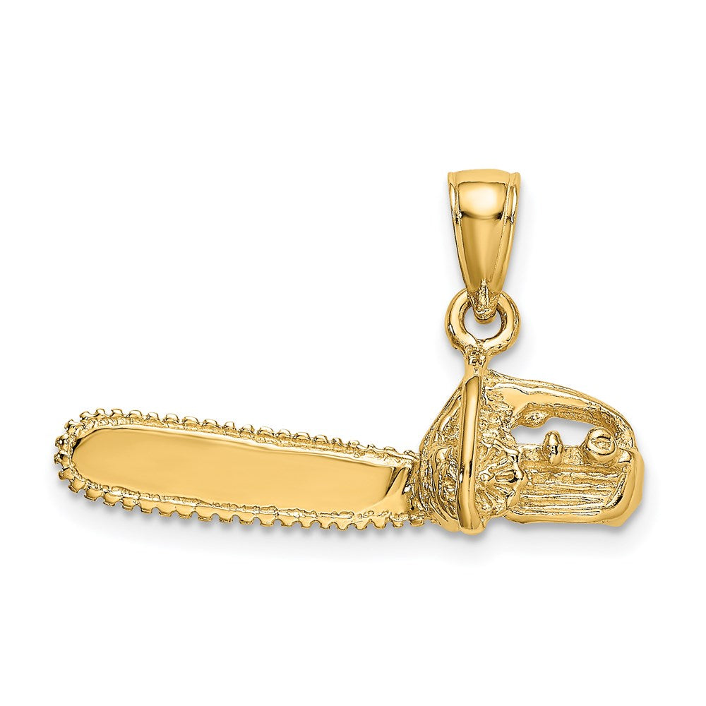 Million Charms 14K Yellow Gold Themed 3-D Small Chain Saw Charm