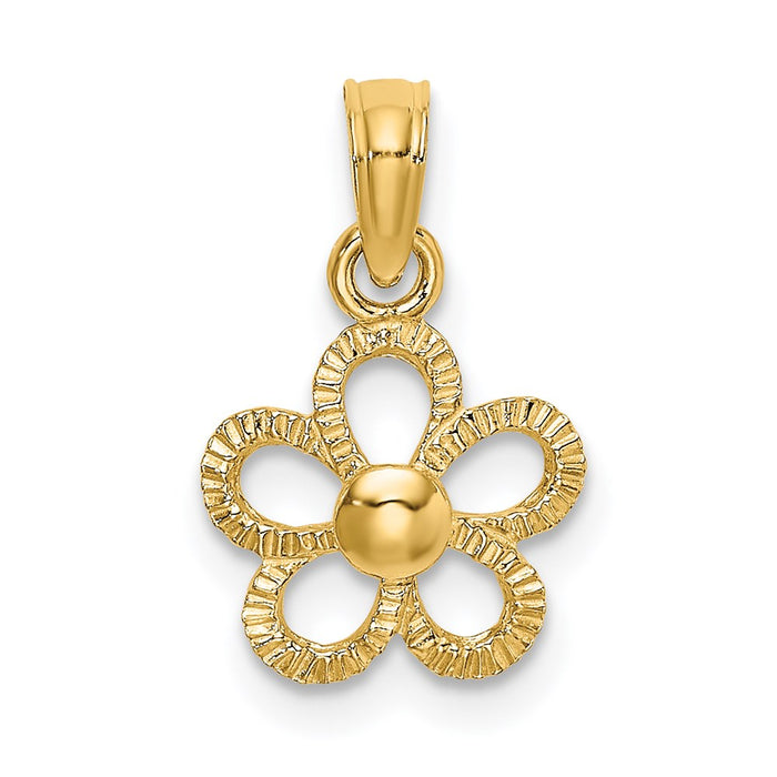 Million Charms 14K Yellow Gold Themed 2-D Mini Daisy Flower Charm