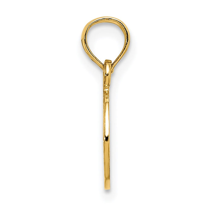 Million Charms 14K Yellow Gold Themed Flat & Textured Mini Peace Sign Charm