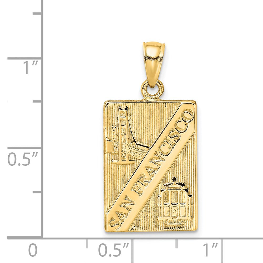 Million Charms 14K Yellow Gold Themed San Francisco Disk 2 Sides Charm