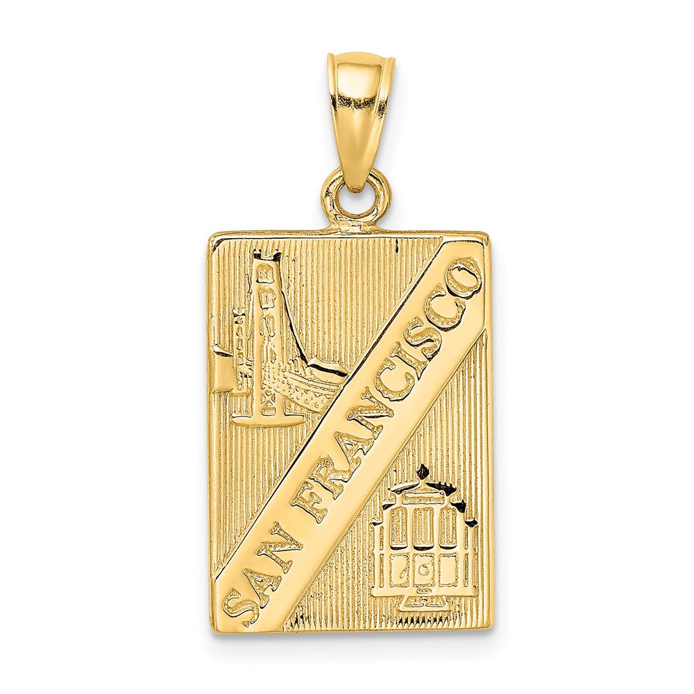 Million Charms 14K Yellow Gold Themed San Francisco Disk 2 Sides Charm