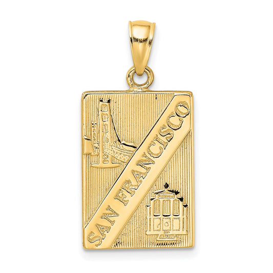 Million Charms 14K Yellow Gold Themed San Francisco Disk 2 Sides Charm