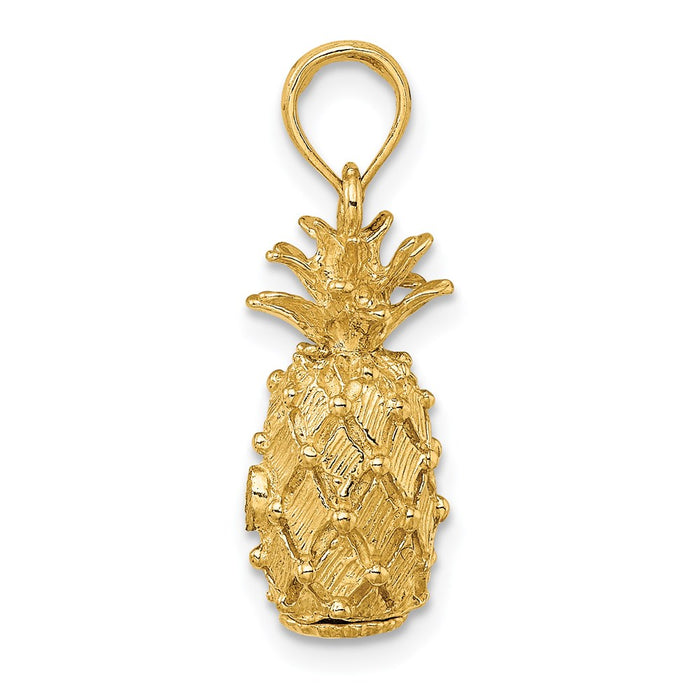 Million Charms 14K Yellow Gold Themed 3-D Pineapple Charm