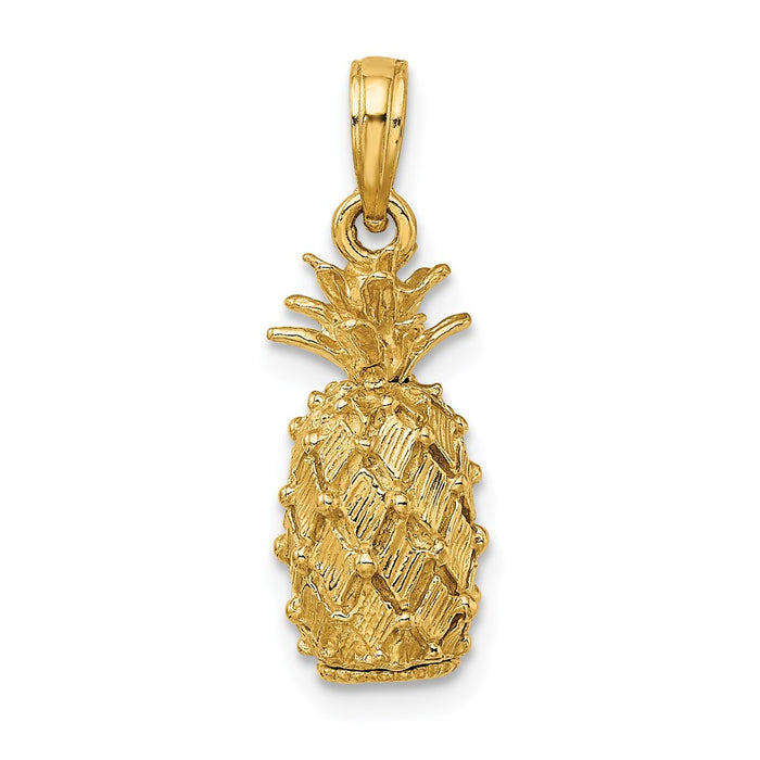 Million Charms 14K Yellow Gold Themed 3-D Pineapple Charm