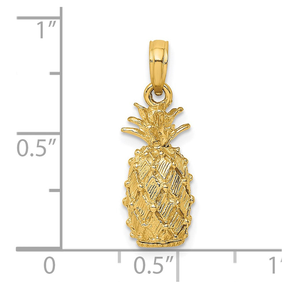 Million Charms 14K Yellow Gold Themed 3-D Pineapple Charm