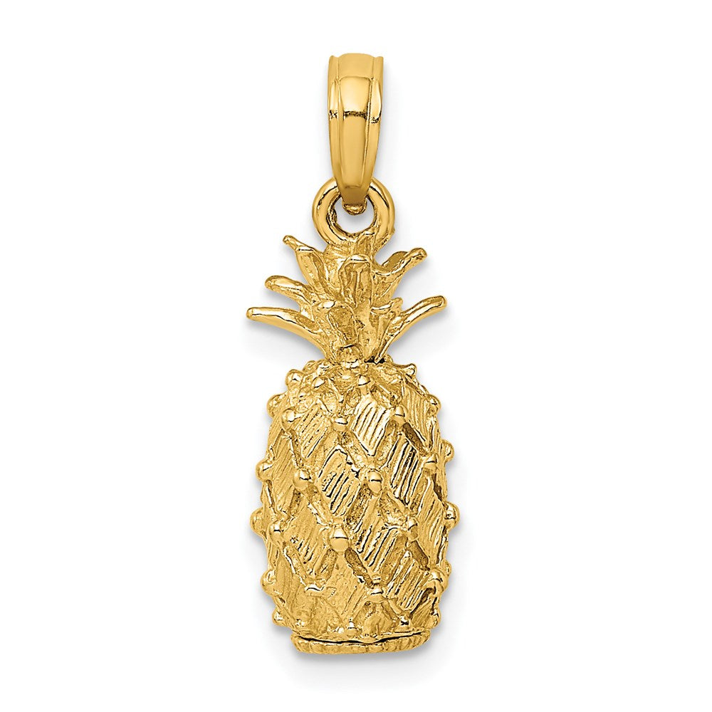 Million Charms 14K Yellow Gold Themed 3-D Pineapple Charm