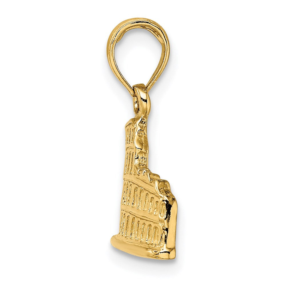 Million Charms 14K Yellow Gold Themed Texture & 2-D Coliseum Charm