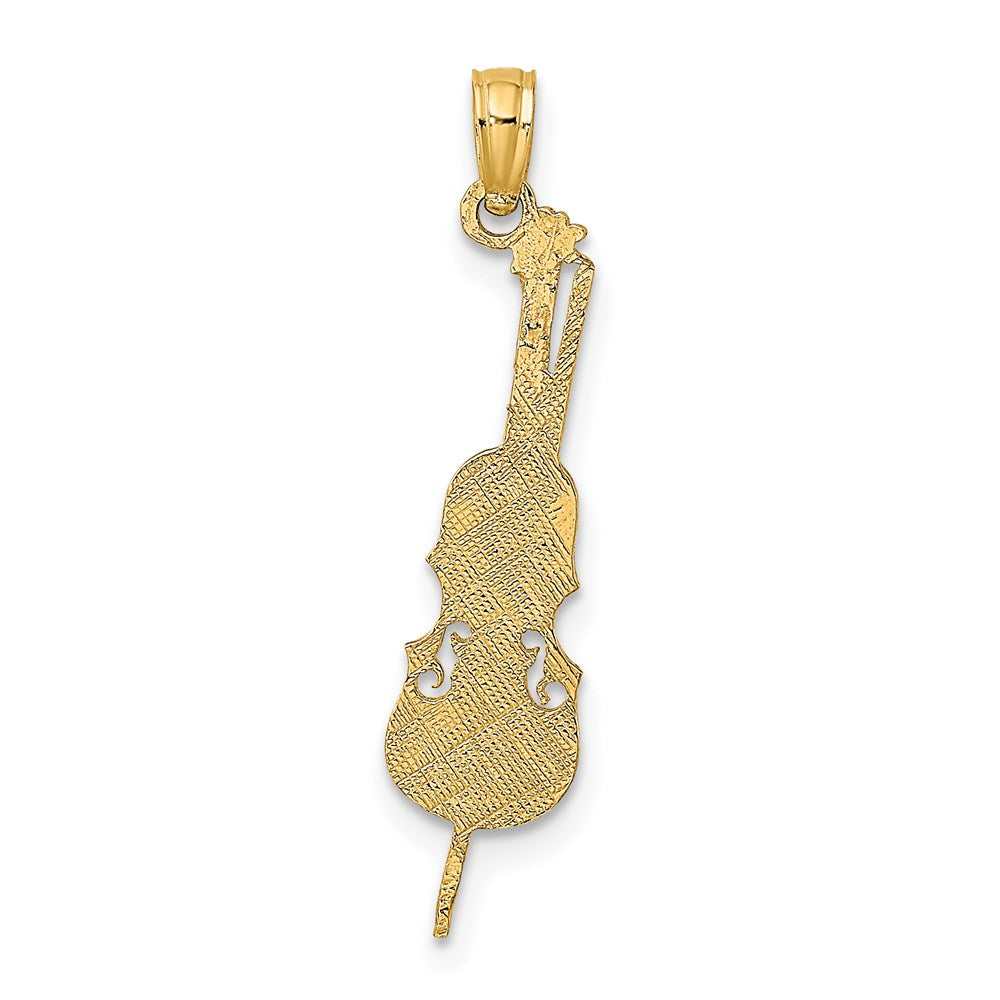Million Charms 14K Yellow Gold Themed Polished & Engraved Upright Bass Charm