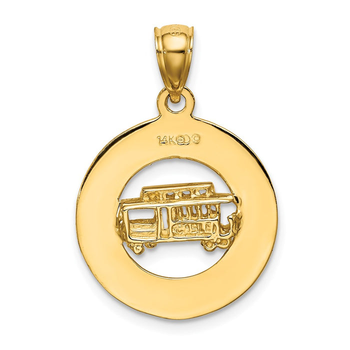 Million Charms 14K Yellow Gold Themed 3-D San Francisco Disc With Cable Car Charm