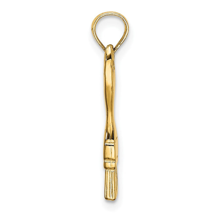 Million Charms 14K Yellow Gold Themed 3-D Paint Brush Charm