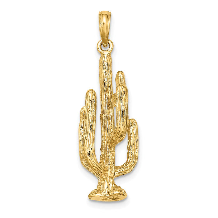 Million Charms 14K Yellow Gold Themed 3-D Cactus Charm