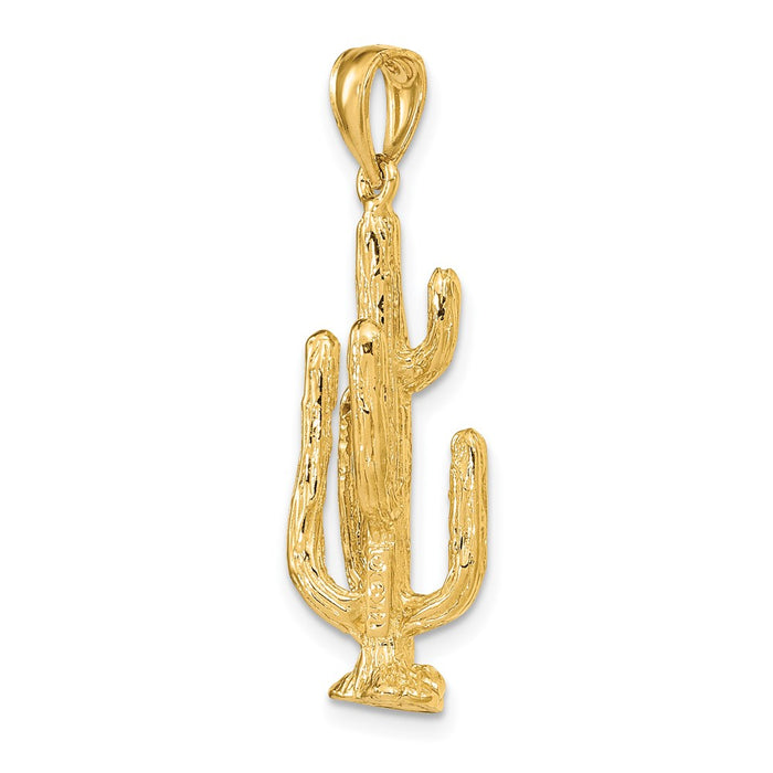 Million Charms 14K Yellow Gold Themed 3-D Cactus Charm