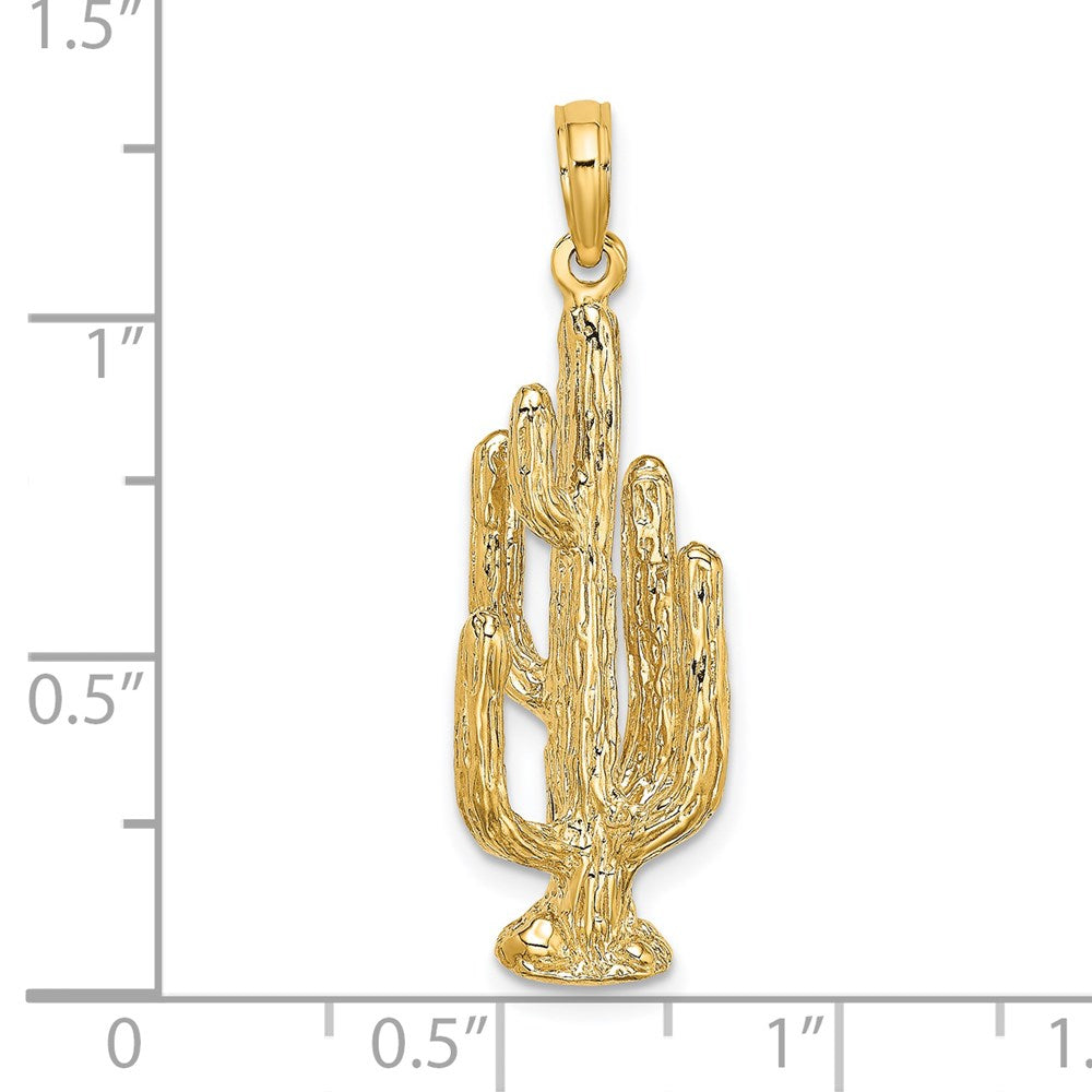 Million Charms 14K Yellow Gold Themed 3-D Cactus Charm